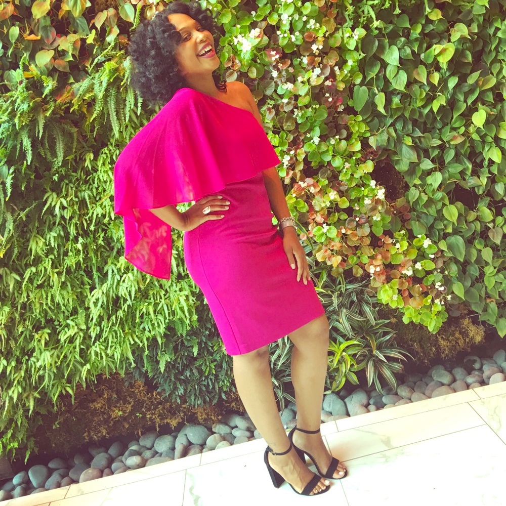 Vince Camuto Pink One Shoulder Dress